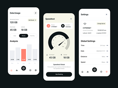 W-Test: Data Usage & Speedtest App clean internet access internet speed app internet speed test minimal minimal design mobile app mobile app design speedtest speedtest app swiss design trend ui ui design user interface ux wifi data wifi test wifi usage