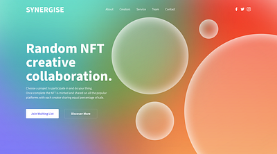 Synergise Landing page figma glassmorphism web design