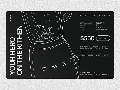 Home page for smeg blender batman blender concept grid home page landing landing page main page main screen metaphor product product page screen smeg ui ui ux web web design web page website