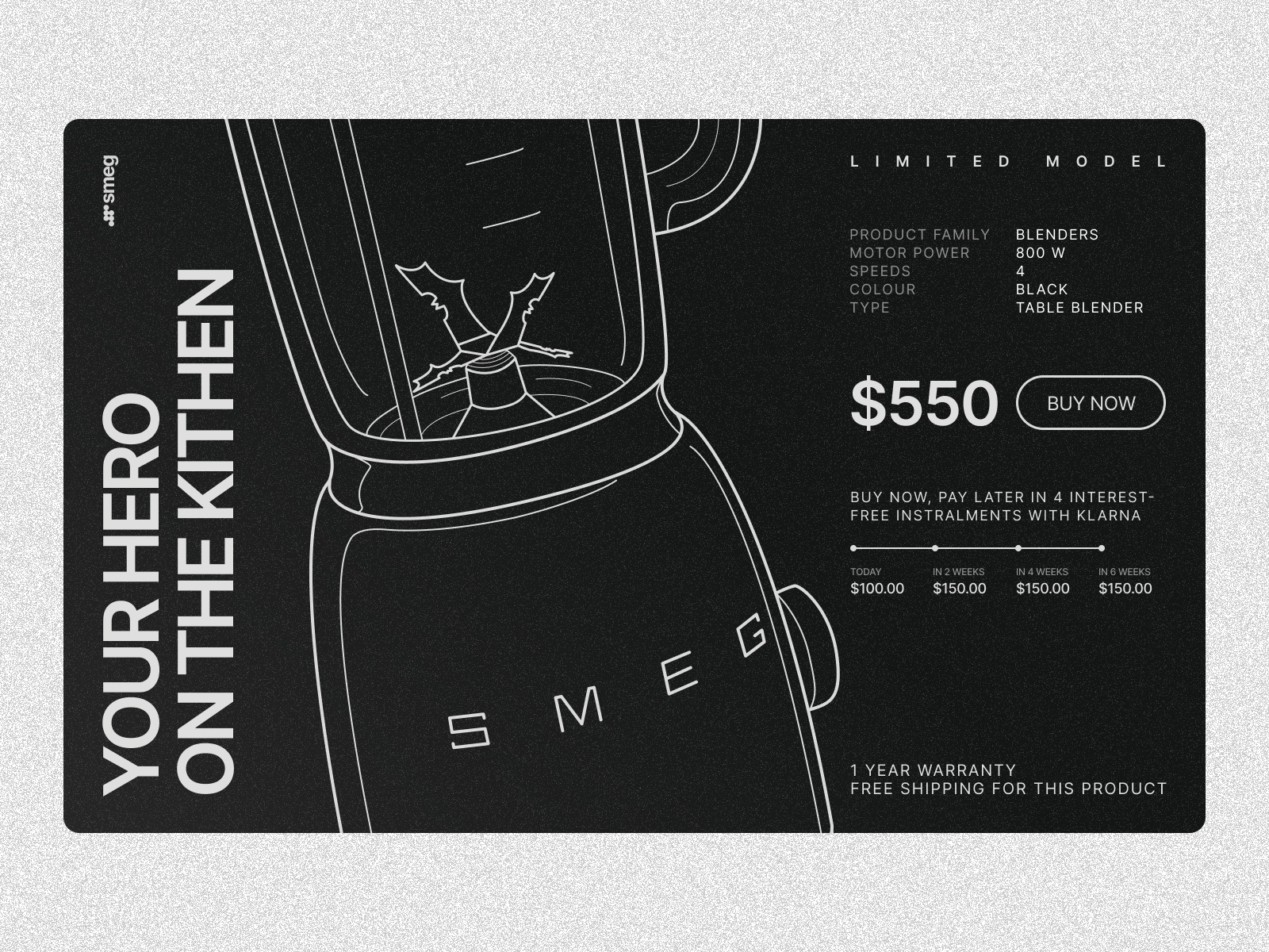 Example of Home page for smeg blender