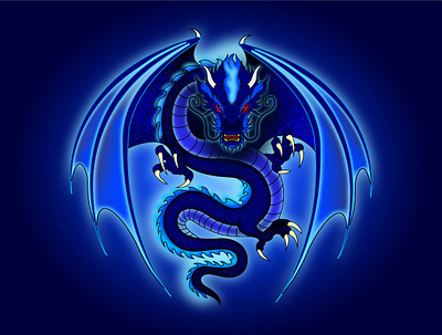 2D Dragon Art 2d 2d dragon art blue character chiness design digital graphic design redeyes vector