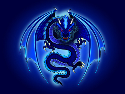 2D Dragon Art 2d 2d dragon art blue character chiness design digital graphic design redeyes vector