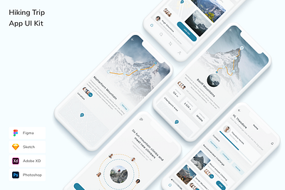 Hiking Trip App UI Kit app booking hiking map travel trip ui ui design ui kit ux