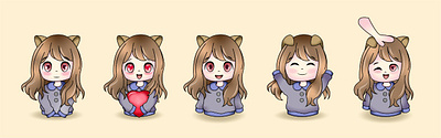 kiwaii Emote 2d character design digital emote girl graphic design kiwaii kiwaii emote vector