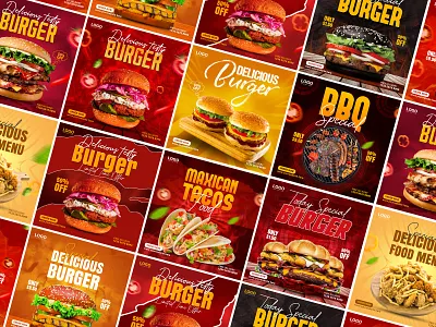 Delicious Food social media and instagram banner post design advertising banner design branding burger delicious food design facebook banner food banner food flyer food social media post food template graphic design illustration instagram banner modern banner pizza restaurant restaurant menu web banner design