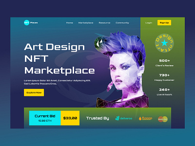 NFT Marketplace 3d art artwork clean cryptoart dailyui design ethereum interface landing page nft nftsite token ui ui design ux web webdesign website