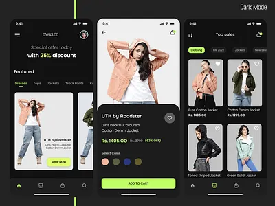 Diwas fashion ecommerce app design app app design appdesign dark mode ecommerce mobile app design mobileapp shopping app ui