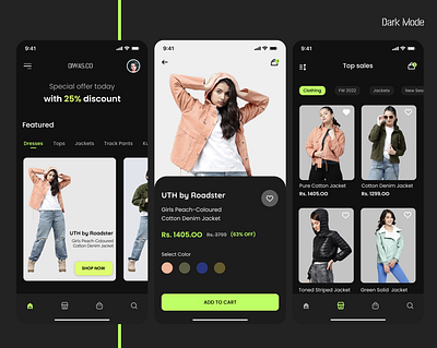 Diwas fashion ecommerce app design app app design appdesign dark mode ecommerce mobile app design mobileapp shopping app ui