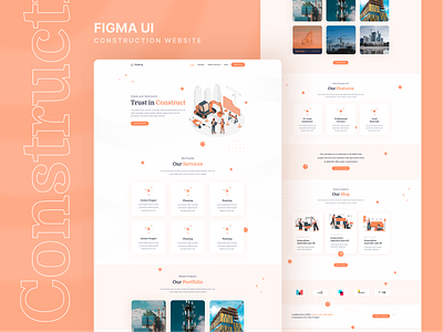 Construction Website Design in Figma construction ui design construction website shuvo sarker ui ui design ui ux design uiux website ui design