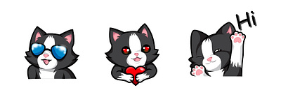 Cat Emote 2d cat cat emote character design digital emote graphic design heart red eyes vector