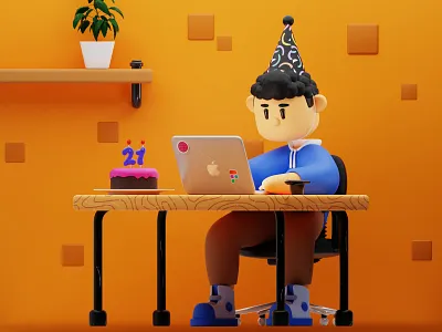 Designer Birthday 3d Illustration 3d 3d illustration birthday blender design illustration illustration design