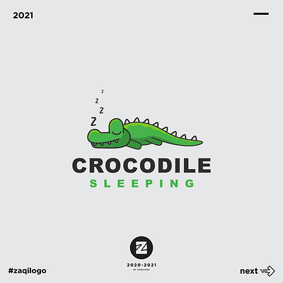 Crocodile Sleeping Logo animal branding crocodile crocodile sleeping logo design illustration logo logos logotype simple logo sleeping vector