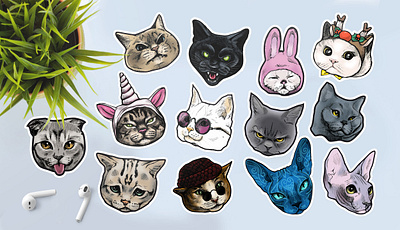 Stickers art branding cat design graphic design illustration logo nft sticker