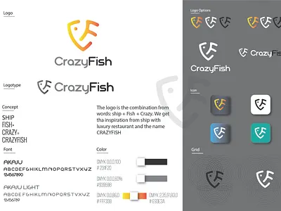 Logo brand design for Luxury Fish Restaurant on the ship. branding design illustration logo logo design vector