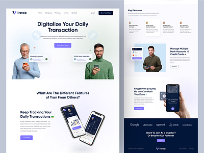 Fintech - App Landing Page app design banking branding clean design designer finance financial fintech fintech platform design landingpage online banking online transection ui uidesign uiux design ux web web design website landing page