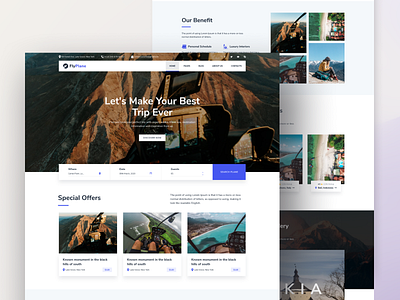 Flyplane: Traveling landing page agency clean creative design landing page travel ui uiux website