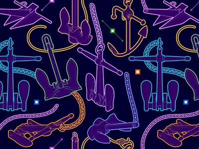 Anchor Points 7 (Pattern) adobe illustrator anchor boat deep flat art line art marine mariner ocean pattern sailor sea ship technical drawing technical graphics technical illustration textile texture vector graphics yacht