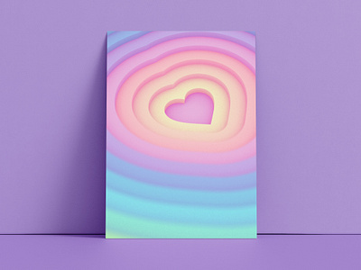 Heart poster 3d cinema4d design distortion geometric graphic design illustration minimal noise paster physical render pink poster rainbow render shapes smooth vibrant violet