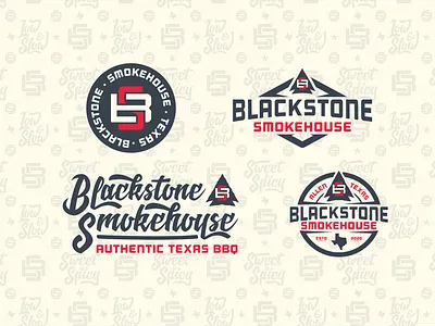 Blackstone Smokehouse Logo Kit adobe illustrator arrowhead logo badge logo bbq brand bbq logo brand brand design brand identity branding bs monogram logo logo design modern monogram logo restaurant logo script logo texas logo vector vintage vintage badge logo