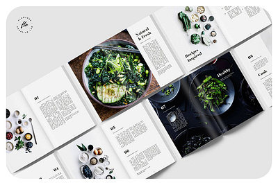 Esensial Food Magazine & Cookbook a4 adobe indesign agency catalog catalogue company corporate esensial food graphic design indesign magazine minimalist modern print printable professional simple template us letter