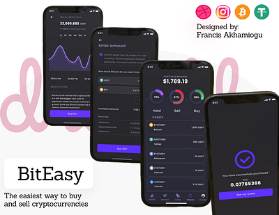 More shots of BitEasy (Cryptocurrency App) 3d animation branding ui vector