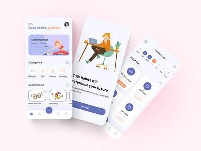 Health Tracking - Mobile app concept app calories case study creative design diet fitness health healthcare mobile mobileapp pink tracking trending ui uidesign uxdesign yoga