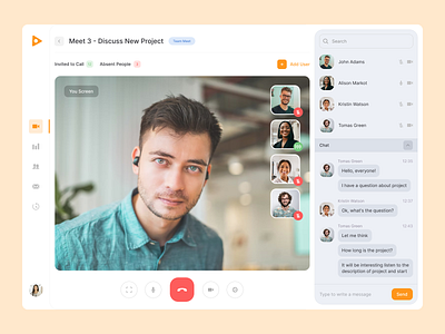 Video Call App app call dasktop design interface meetings people popular project tasks top uxui video