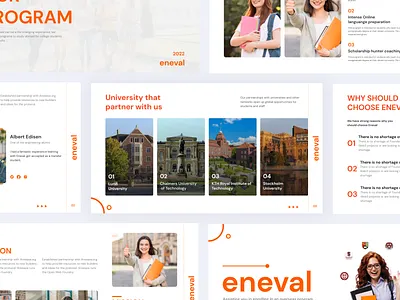 Eneval - Education Pitch Deck branding clean deck design education image landing page online clas persentation pich pitch deck power point slide student study ui university ux web website