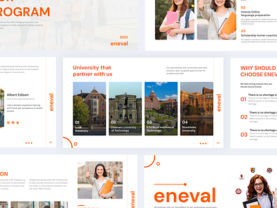 Eneval - Education Pitch Deck branding clean deck design education image landing page online clas persentation pich pitch deck power point slide student study ui university ux web website