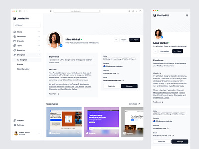 User profile — Untitled UI cv dashboard dribbble figma linkedin minimal nav portfolio product design profile sidenav social media ui ui design user interface ux ux design