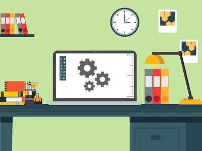 3D Designer's workspace 3d modeling 3d parametric cad design design process graphic design illustration industrial design parametric product design workspace