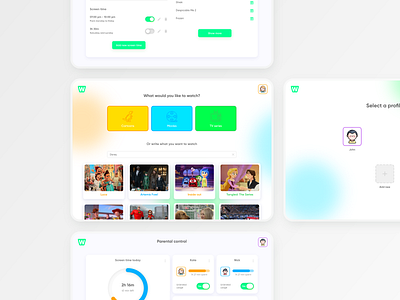 WaWatch - Streaming Tablet App for Children adobe illustrator adobe xd app children colors design kids mobile mockup streaming tablet ui ux white