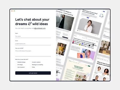 Contact form — Untitled UI agency clean ui contact contact form contact page contact us figma form get in touch grid inputs minimal minimalism web design webflow