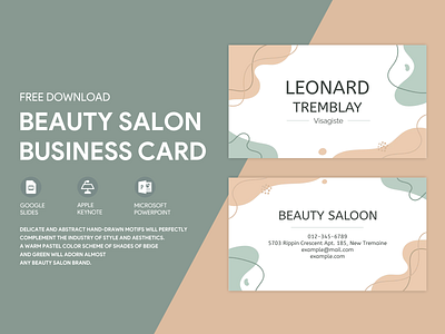 Beauty Salon Business Card Free Google Docs Template aesthetic beauty business card cards design docs document google ms print printing template templates visit visiting word