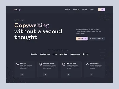SaaS - AI Copywriting ai artificial intelegence copywriting gradient saas ui user interface ux web web design webdesign website