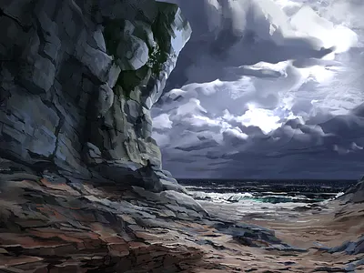 Cloudy Coast clouds coast environment landscape ocean rocks