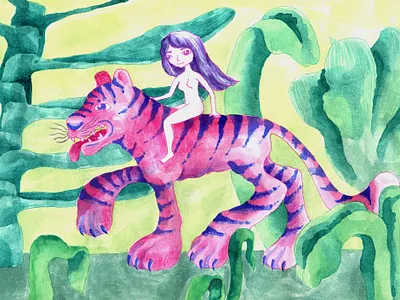 Year of tiger character design character illustration illustration watercolor watercolor paint