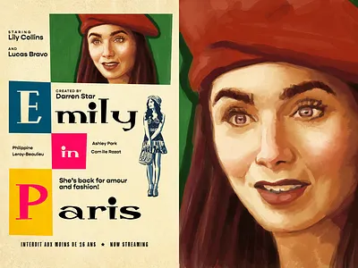 Emily in Paris, Godard 1960s 60s emily in paris french godard illustration movie paris poster procreate vintage