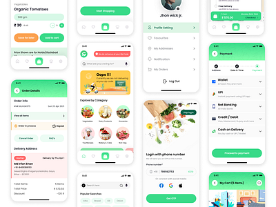 Grocery App : Grinhits 3d animation app b2c branding design graphic design grocery app : grinhits icon illustration logo marketing motion graphics typography ui ux vector