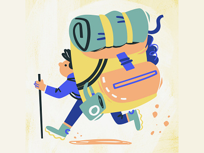 Survival Backpack backpack character design editorial illustration hiking illustration mountain people illustration trail trekking vector illustration