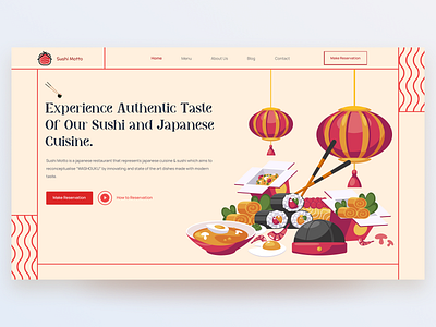 Japanese Cuisine Restaurant Website Design brandig creativity cuisine figma foodie illustration japanese restaurant modern design product design ramen restaurant sushi ui design web design