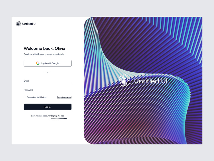 Log in page — Untitled UI by Jordan Hughes® on Dribbble