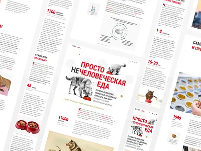 Royal Canin: Landing page animals article cats dogs feed illustration landing page longread pet lovers pets read red royal canin science