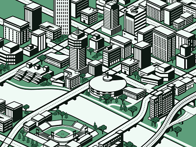 Isometric Wichita Kansas city illustration illustrator isometric kansas map roads vector wichita wsu