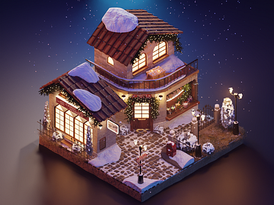 Christmas Santa town - Blender 3d art blender design designer illustration