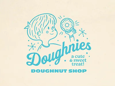 "Doughnies" Doughnut Shop brand branding character design donut doughnut font food handmade illustration lettering logo mascot texture type typography