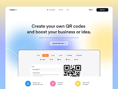 CodeeQR - boost your business or idea. design figma landingpage qrcode ui ux webdesign
