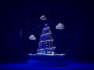 Cyber New Year 3d animation chistmas cinema4d cyber loop new year redshift snow sphere tree