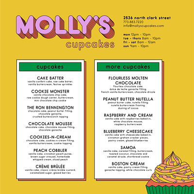 Molly's Cupcakes cupcakes dessert logo design menu design redesign typography