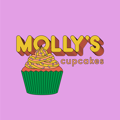 Molly's Cupcakes branding cupcakes dessert logo design redesign retro typography